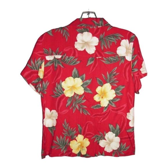 Hawaiian Aloha VTG Sunset Cove Where Dreams Are Made Red Hibiscus Rayon - Picture 3 of 12